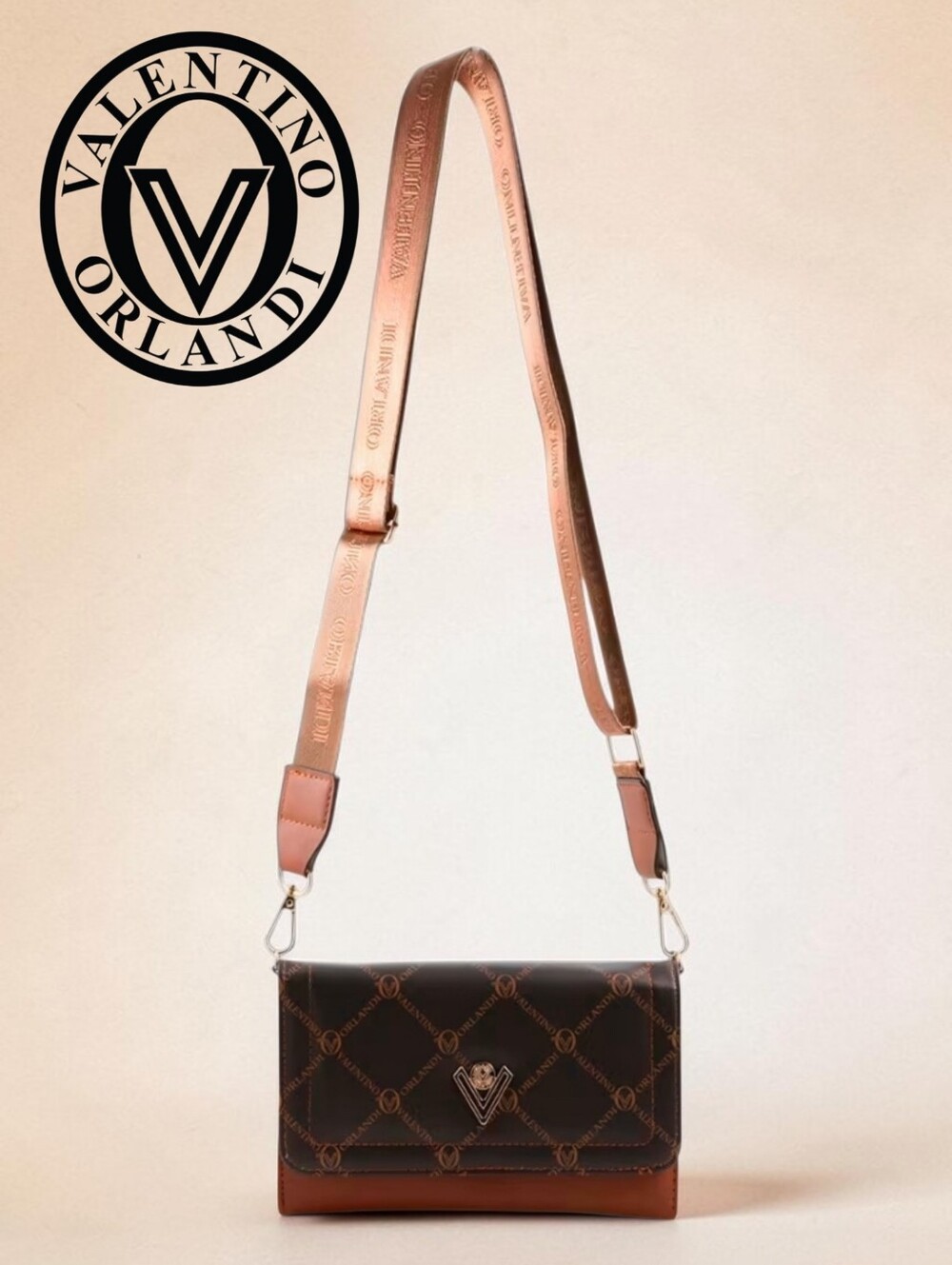 Valentino Orlandi Monogram Logo Crossbody Bag w/ Guitar Strap (Retail $159)